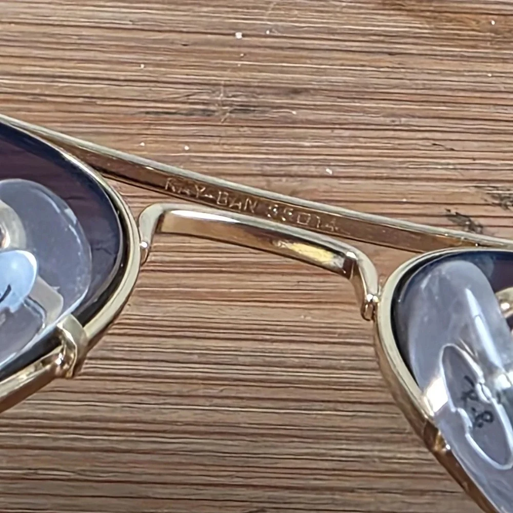 Ray-Ban Aviator Sunglasses Mens 58-14 Gold Brown Gradient Metal Tinted Italy